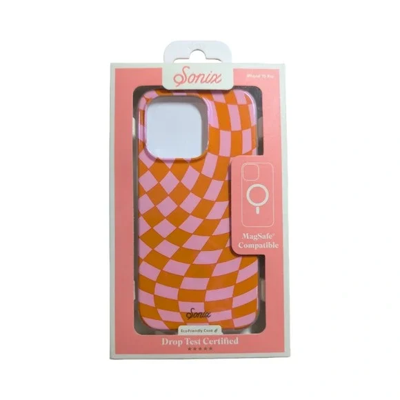 C2-O Sonix Case for iPhone 15 Pro -‎ with MagSafe - Checkmate Pink/Orange