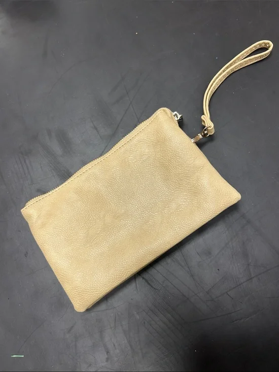 Beige Faux Leather Wristlet Clutch - Neutral Everyday Purse
