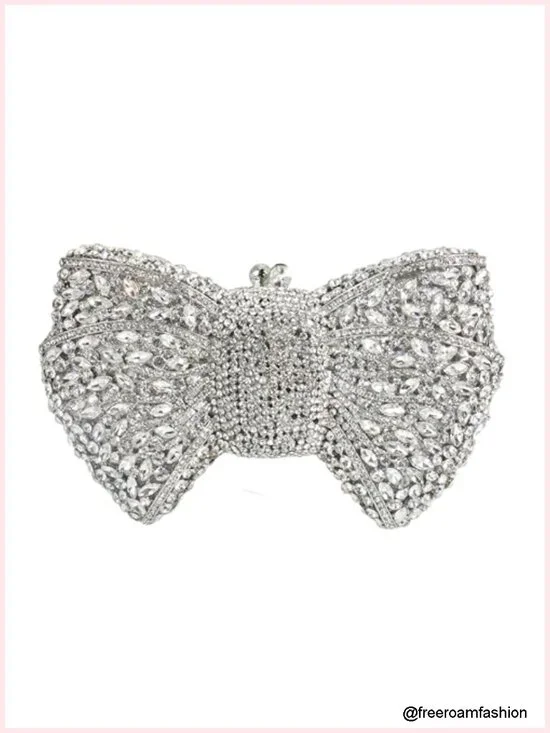 Luxury Bowknot Evening Clutch Sparkling Rhinestones Handbag Wedding Party
