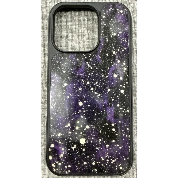 Carved Iphone 16 Pro Wood Case 1/1  Puprle Black White‎ Resin Space Galaxy Nice