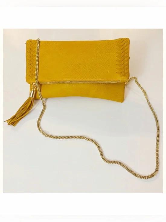 Moda Luxe Palermo Stitch Detail Clutch in Mustard