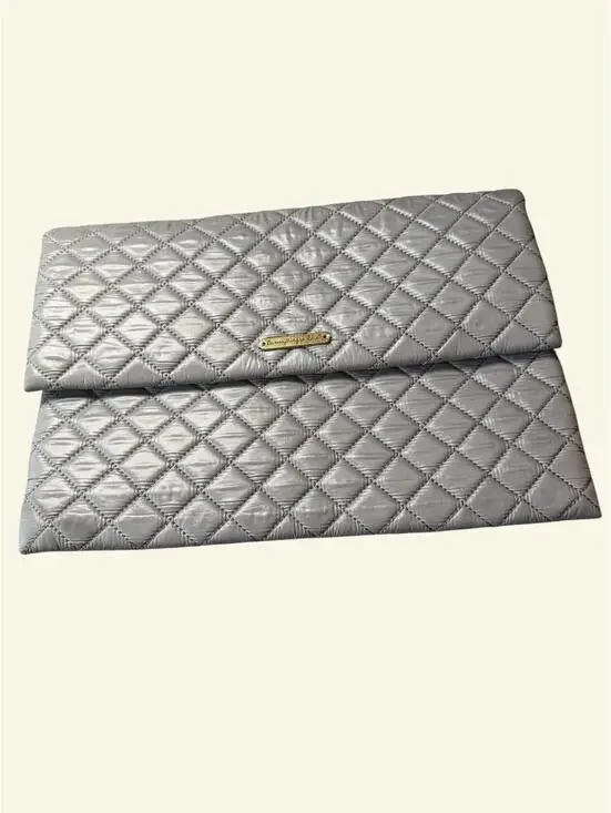 Do everything in Love Quilted Silver Clutch Purse