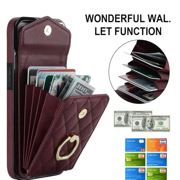iPhone 16 Pro Max Quilted Wallet Case w/ Crossbody Strap