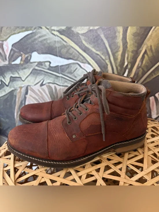 ALDO Brown leather lace up cap toe boots red brown Size US 12 outdoor