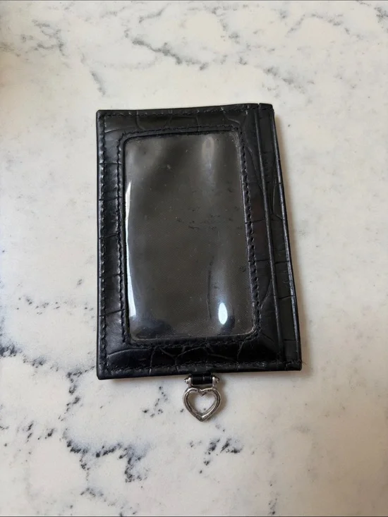 Brighton Black Card ID Holder with Heart Charm