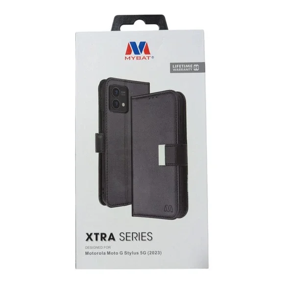 i4. Mybat Xtra Series Jacket Wallet Case Motorola Moto G Stylus 5G‎ (2023) Black