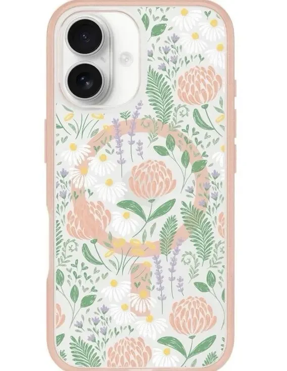 OtterBox iPhone 16 Symmetry Series Case MagSafe Solid Plastic Cover Peachy Bloom