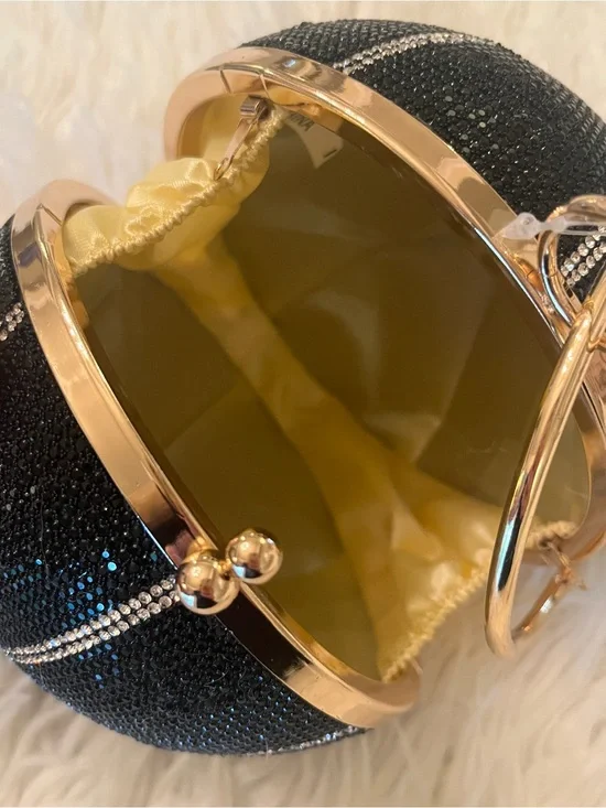 Black Rhinestone Basketball Wristlet Clutch