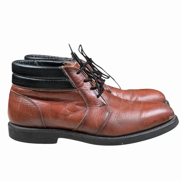 Mason Shoe Men's Brown Leather Ankle Boots Size 10 D Lace-Up Casual‎ Workwear