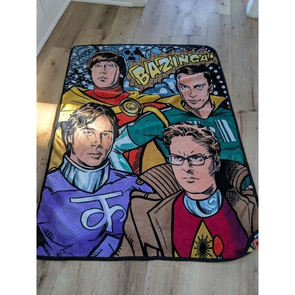 RARE PRINT ~ 2013 The Big Bang Theory ~‎ TV Show Cast Throw Blanket ~ 46X60