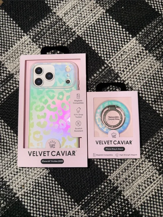 Velvet Caviar Iridescent Pastel Leopard iPhone Case & Ring - Velvet Caviar