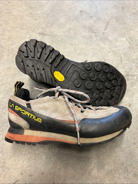 La Sportiva Men’s Beige and Black Approach Boots with Orange Accents