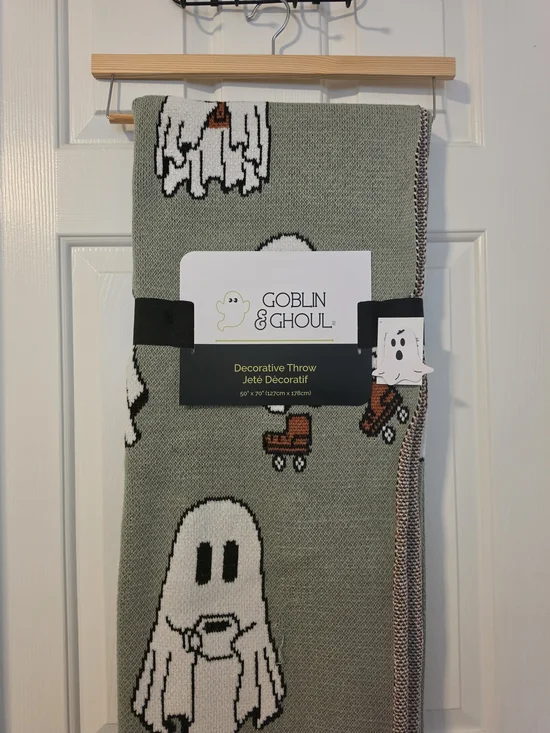 Sage Green Ghost Decorative Throw Blanket