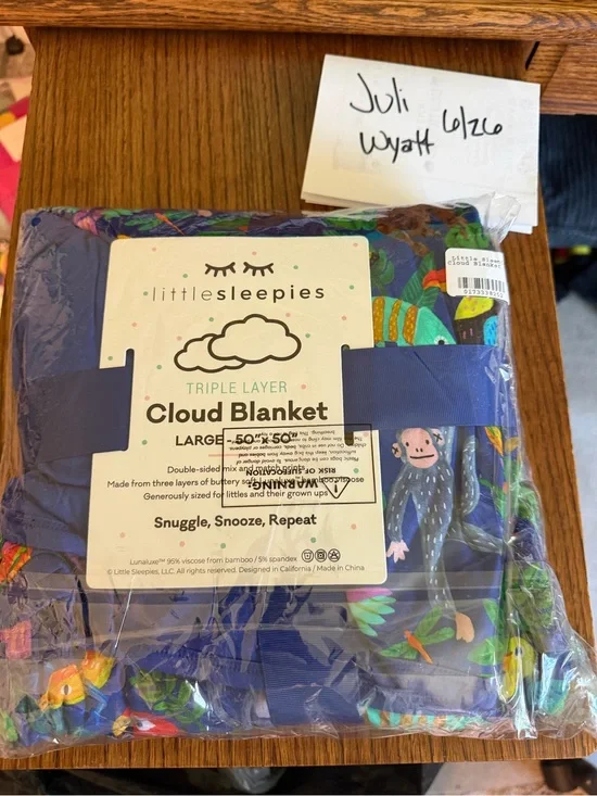 Little Sleepies Navy Jungle Print Triple-Layer Blanket