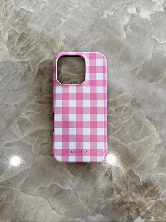 Burga Pink Gingham Protective Phone Case