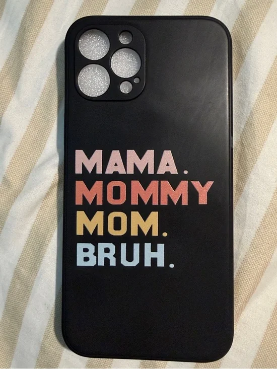 Black 'MAMA. MOMMY. MOM. BRUH.' Decorative iPhone 12 Pro Max Case