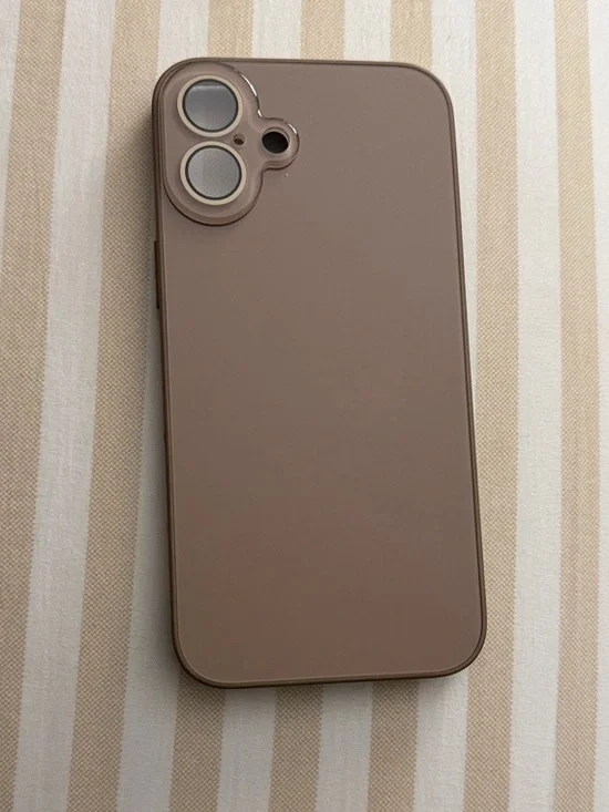 Tan/Taupe Protective Phone Case with Raised Camera Ring - iPhone16 Plus