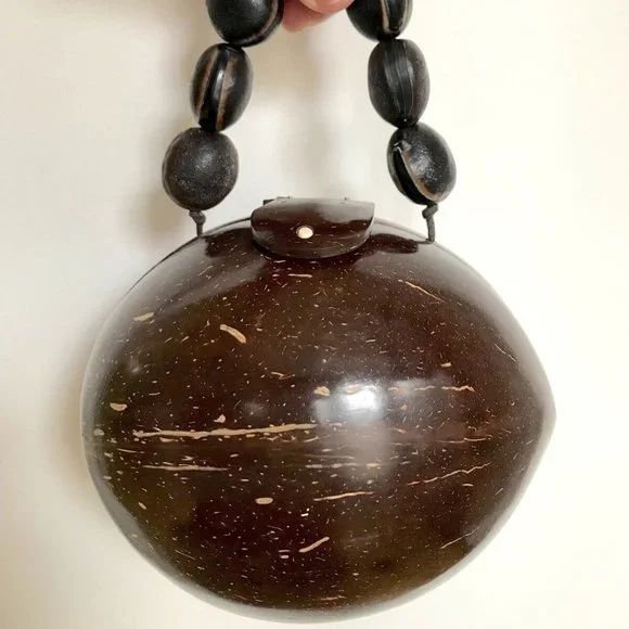 Coconut Mini Handbag Clutch Handmade One-Of-A-Kind Summer Party