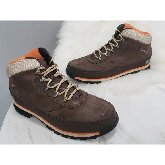 SIZE 9 Timberland‎ Euro Brook Men's Mid Boots Wheat Brown Nubuck Leather 6608B