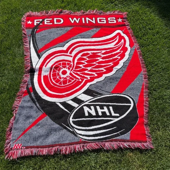 Detroit Red Wings NHL Woven Tapestry Throw Blanket Northwest Co Red Grey 41x56