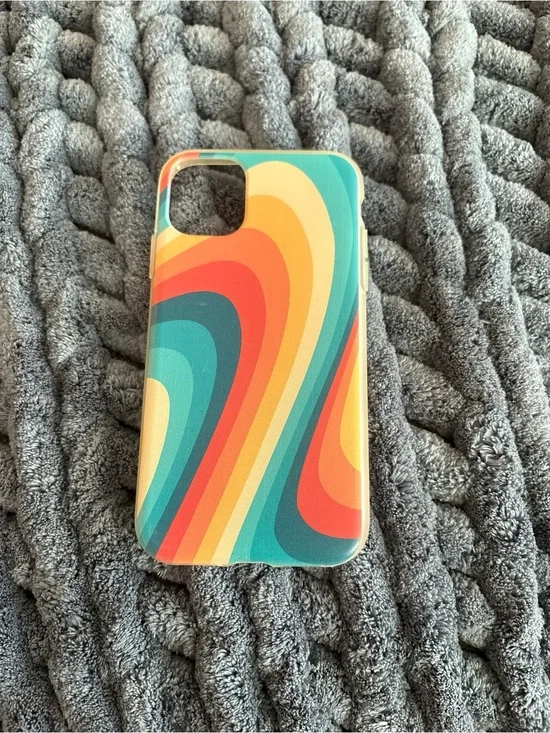 Redbubble Retro Swirl Phone Case for iPhone 11 in Teal, Coral, Yellow