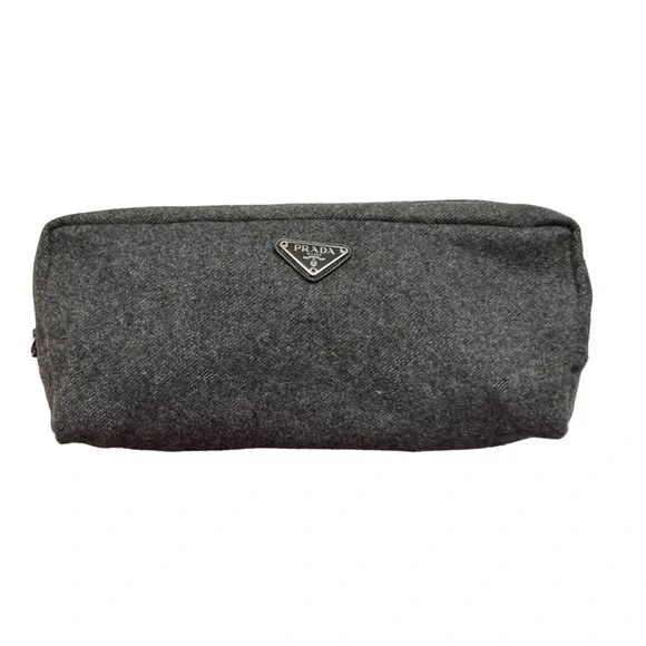 Prada gray wool clutch bag