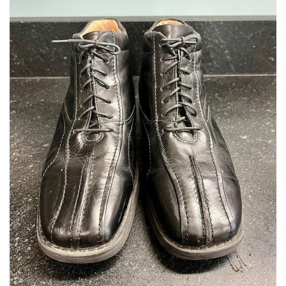 Bata Men's Black Leather Lace Up Dress Boot‎ Sz 41 (US 8) Made In Italy