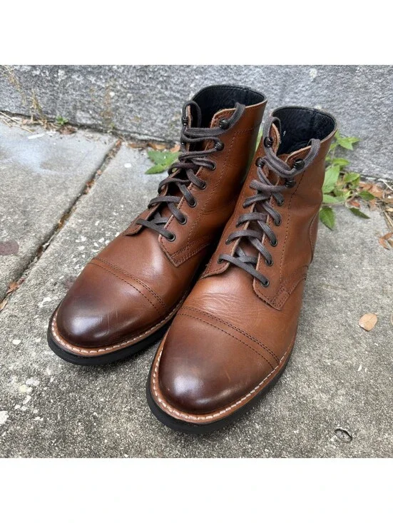 Thursday Boot Co Captain Classic Mens 10 Brandy Brown Leather Cap Toe Lace 20344