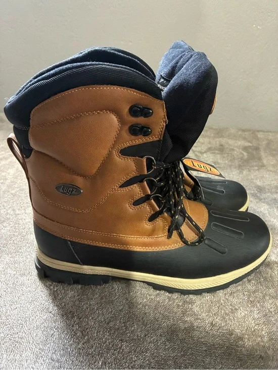 Lugz Two-Tone Anorak Waterproof Lace-Up Boots Brown/Black 8” Snow Outdoor Size 8