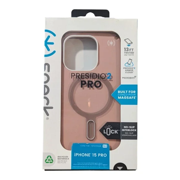 S5-N Speck Presidio2 Pro W/ClickLock&Mag Case for Apple iPhone 15 Pro -pink/Rose
