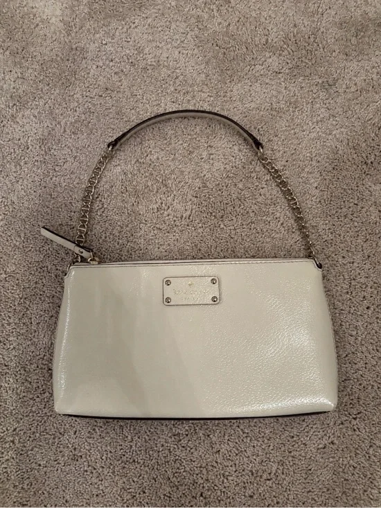 kate spade cream patent leather shoulder bag with gold hardware