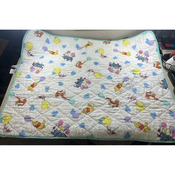 Vtg 1994 Disney Winnie The Pooh Baby Blanket Crib Quilt Tigger Eeyore