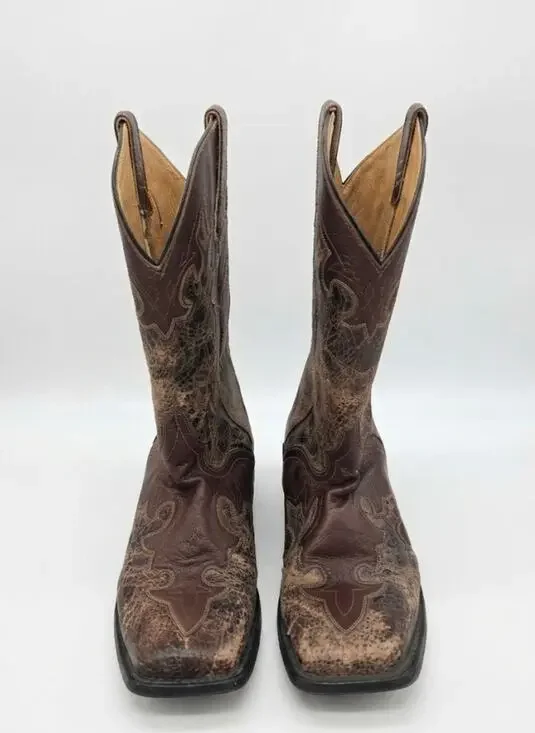 JB Dillon Cowboy Boot Men 11D Brown Goat Leather Western Mexico Snip Toe