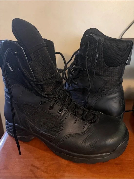 Danner Black Tactical Lace-Up Boots with Mesh Panels