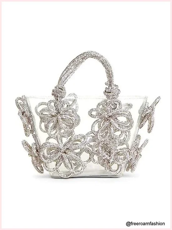 Crystal Rhinestone Evening Bag with Handle for Wedding Prom Party Clutch Purse