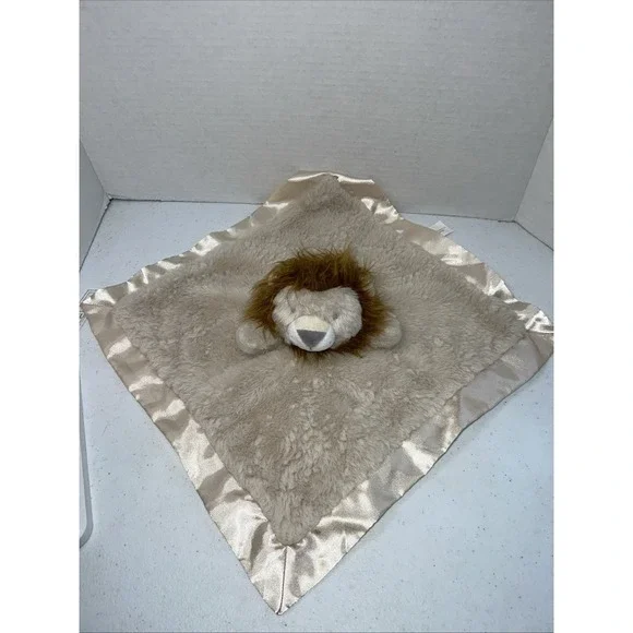 Cloud Island Lion Baby Security Blanket Lovey Tan Cream Plush Satin Trim 14