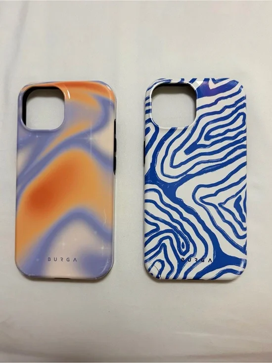 BURGA IPhone 15 Cases - Aura blue/orange & blue swirl/zebra design