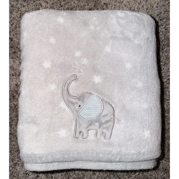 Parents Choice Gray Baby Blanket Elephant White Stars Plush Crib Lovey Walmart
