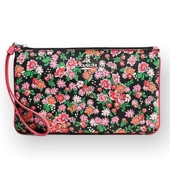 Coach F57983 posey cluster floral wristlet bag