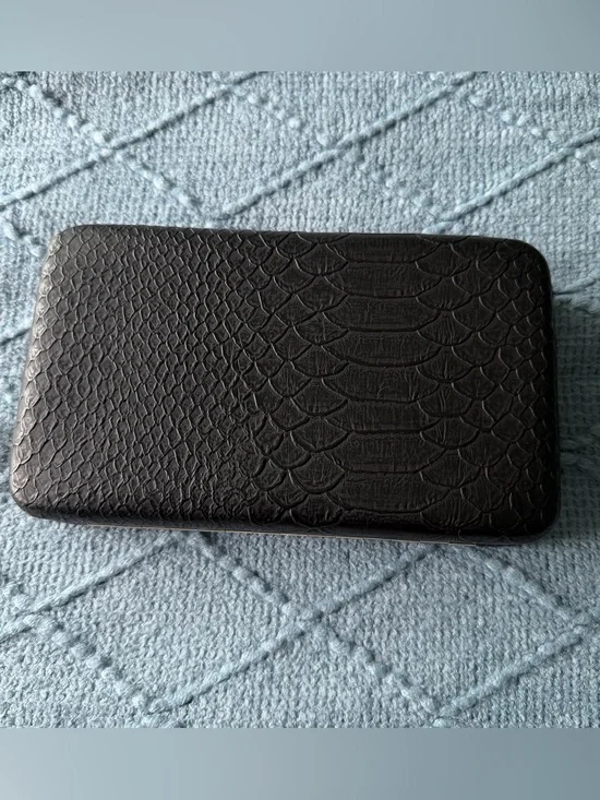 Black Textured Snake-Embossed clutch