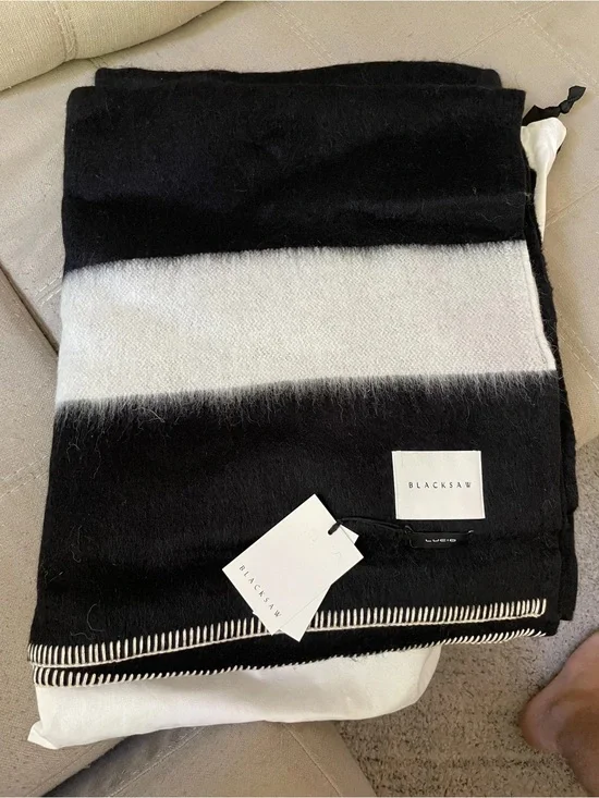 Blacksaw Siempre Black and White Alpaca Blend Throw Blanket