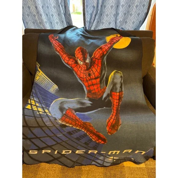 Spider-man marvel movie promo 2002 fleece blanket VTG Y2K city leap rare
