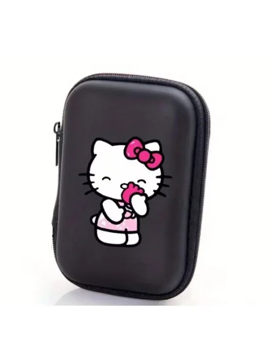 Hello Kitty Hard Shell Cable Organizer Case Earbuds Charger Storage Travel Bag