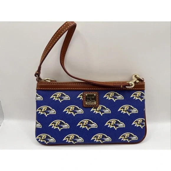 Dooney & Bourke Baltimore Ravens NFL Slim Wristlet Wallet Leather‎ Purse Bag
