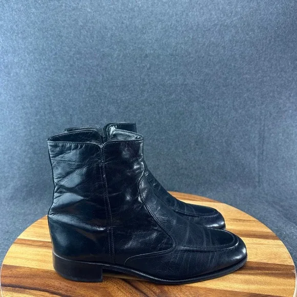 FLORSHEIM Essex Side Zip Boots Men's 8.5 D Black Leather Beatle Ankle 17074-01