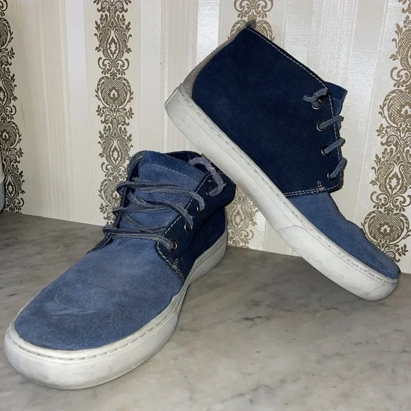 Timberland anti-fatigue Mens 7 soft blue suede ankle boots lace-up
