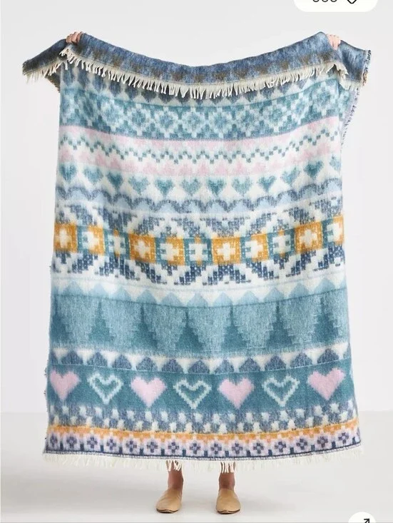 Anthropologie Brushed Wool Throw Blanket 50x60