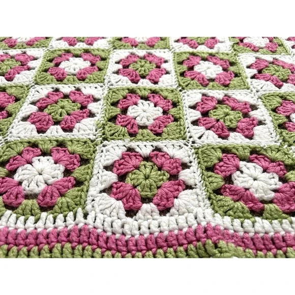 Handmade Baby Granny Square Crochet Blanket Throw Afghan 36