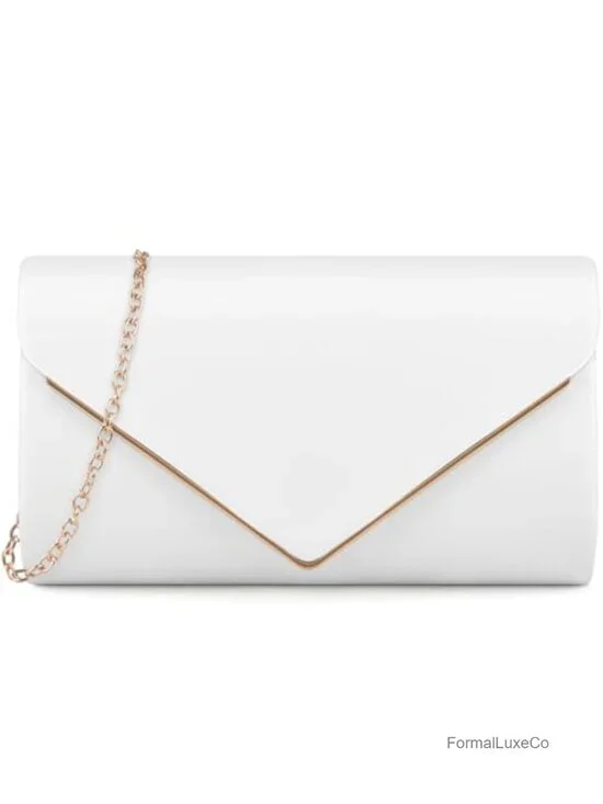 PU Leather Envelope Clutch Evening Bag with Removable Chain Shoulder Strap