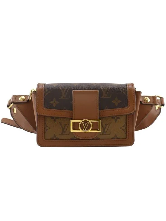 Louis Vuitton Bam Dauphine Monogram Reverse 2-Way Clutch Canvas Brown Belt